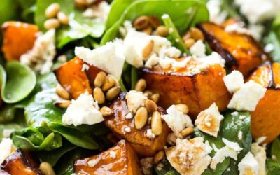 Roasted Sweet Potato, Spinach and Feta Salad