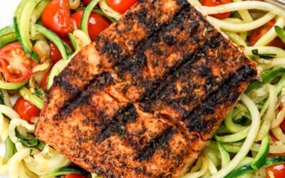Blackened Salmon with Garlic Zucchini Noodles